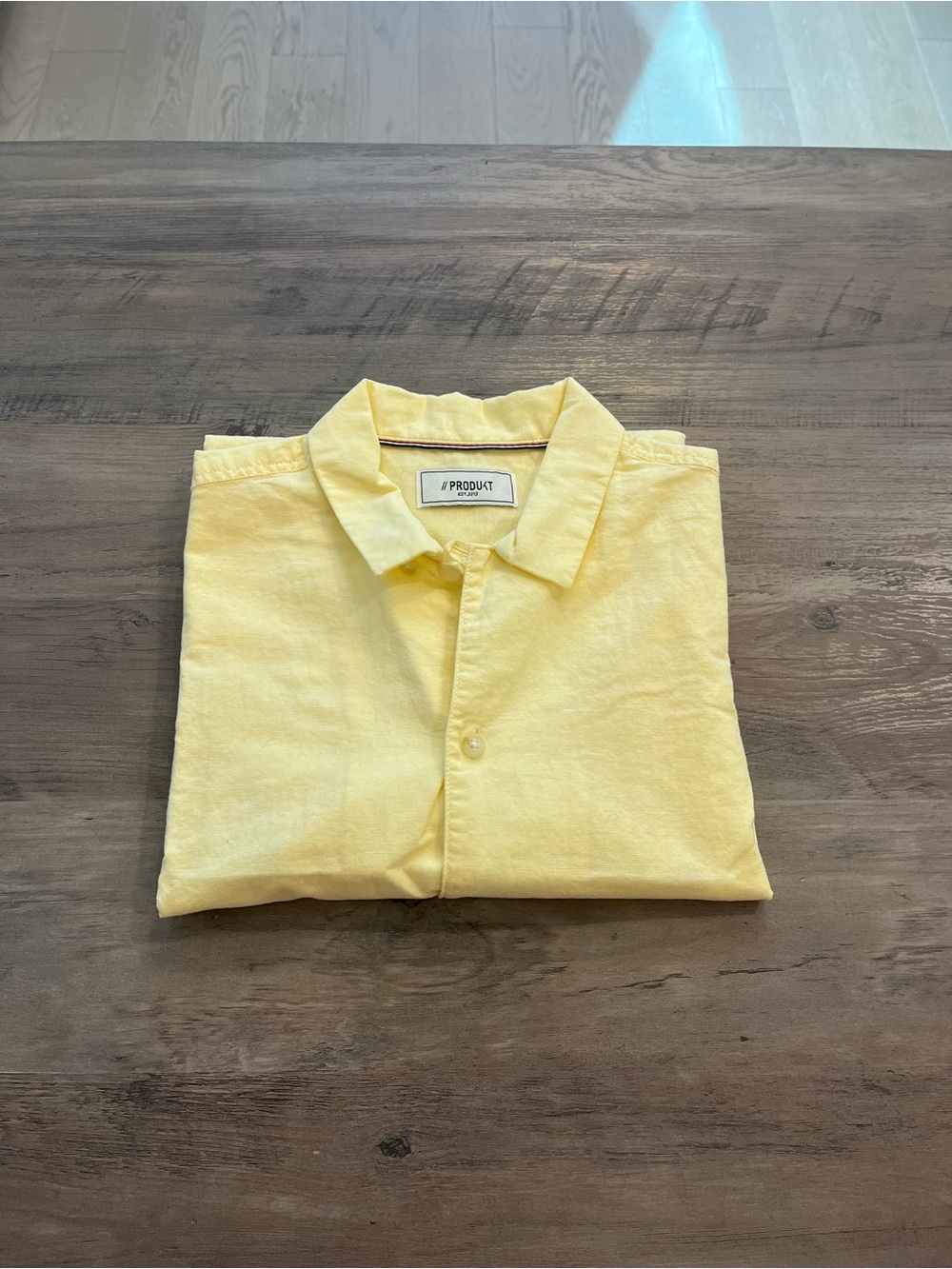 Product by – Men's Yellow Linen-Blend Shirt